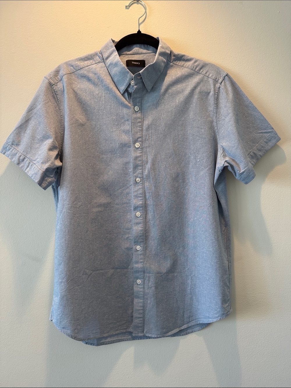 Theory Men's Sky Blue Short-Sleeve Button-Down Shirt